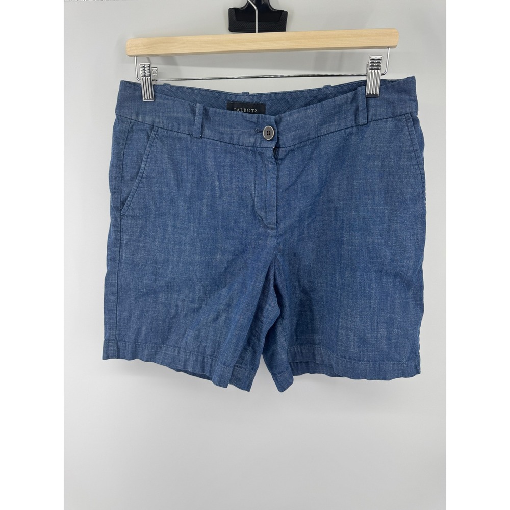 Talbots Womens Blue 100% Cotton Denim Look Shorts Size 10 Casual Summer Classic - Picture 1 of 5